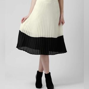 Rachel Zoe Color block Midi Pleated Women's Skirt Size Small